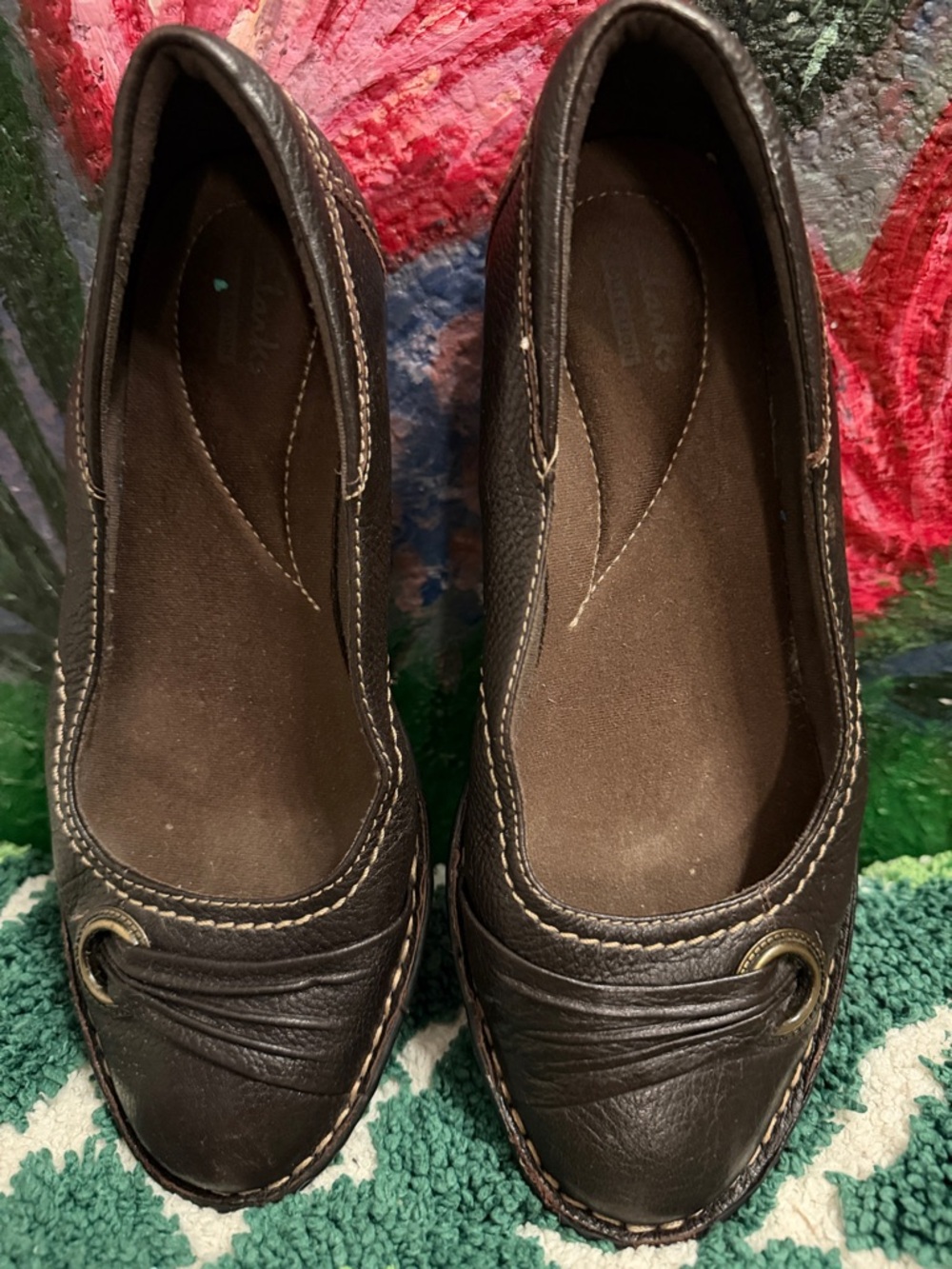 Clarks Collection Women Leather Upper Balance Brown Flat shoes.